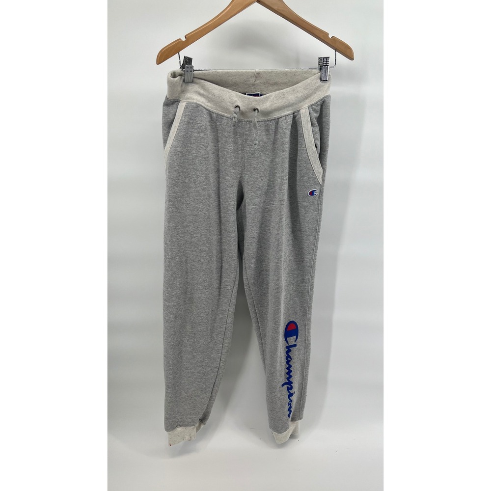 Champion‎ Sweatpants Joggers Grey Athleticwear Logo Print Size Small